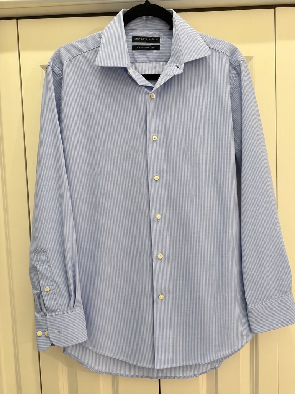 Saks Fifth Avenue Men’s 15.5 32/33 Slim Fit Blue Dress Shirt